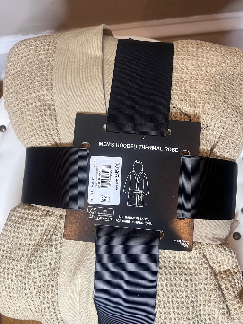 Men's Hooded Thermal Robe - Picture 4 of 4